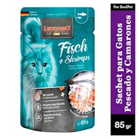 Sachet para Gato Leonardo sabor Pescado y Camarones 85 gr
